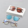 Rana Square Titanium Glasses Frame With Magnetic Sunglasses Clips