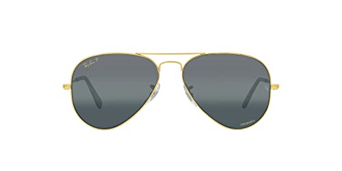 Ray-Ban RB3025 Classic Polarized Aviator Sunglasses, Legend Gold/Polarized Clear Gradient Dark Blue