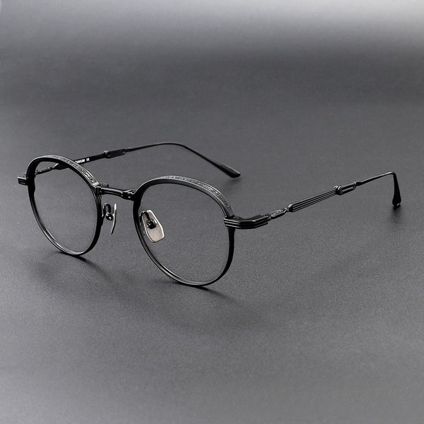 Ngo Vintage Round Titanium Foldable Eyeglasses Frame