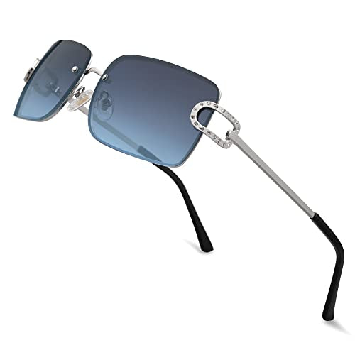 JOLLYNOVA Vintage Rectangle Sunglasses for Women,Trendy Rimless 90s UV400 Womens Y2K Shades SJ1178