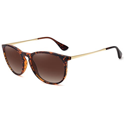 WOWSUN Polarized Sunglasses for Women Vintage Retro Round Mirrored Lens