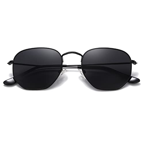JOLLYNOVA Polarized Hexagon Sunglasses for Women Men Polygon Square Sun Glasses UV400 Protection Metal Frame