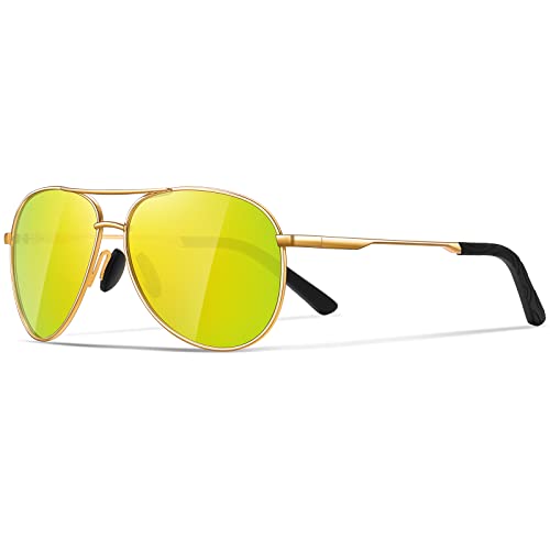 JOLLYNOVA Aviator Sunglasses for Men Polarized - Classic Oversized Shades Metal Mirror UV400 Protection Sport Sun Glasses