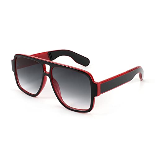 Jollynova Vintage 70s Style Aviator Sunglasses for Men Women Double Bridge Square Thick Retro Pilot Sunglasses K7123