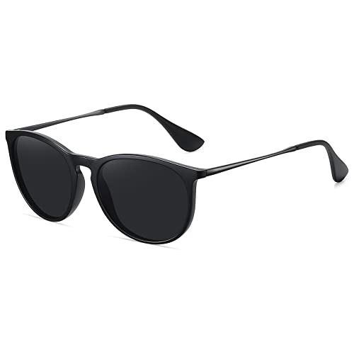 WOWSUN Polarized Sunglasses for Women Vintage Retro Round Mirrored Lens