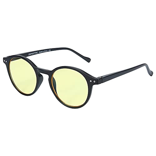 ZENOTTIC Polarized Round Sunglasses, Stylish Sunglasses for Men and W, Black/Yellow