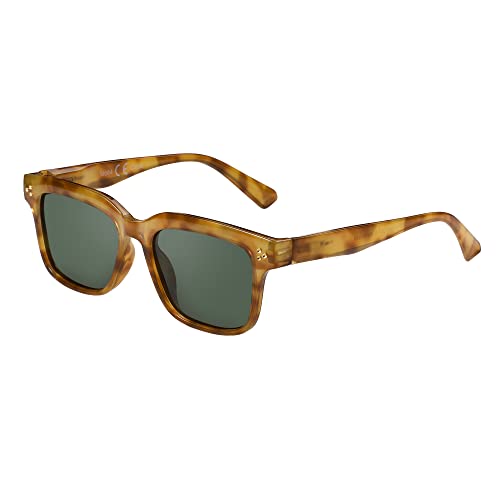 ZENOTTIC Retro Polarized Sunglasses Men - Classic Vintage Square Shad, Brown Demi Frame/Green Polarized Lens