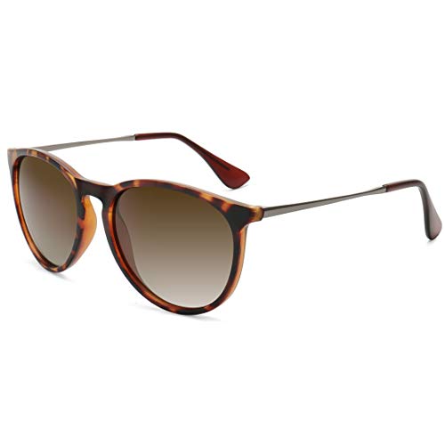 WOWSUN Polarized Sunglasses for Women Vintage Retro Round Mirrored Lens