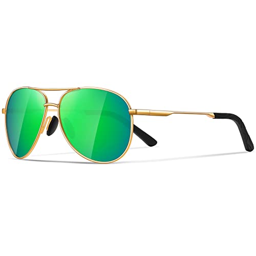 JOLLYNOVA Aviator Sunglasses for Men Polarized - Classic Oversized Shades Metal Mirror UV400 Protection Sport Sun Glasses