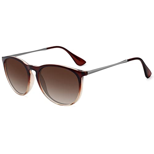 WOWSUN Polarized Sunglasses for Women Vintage Retro Round Mirrored Lens