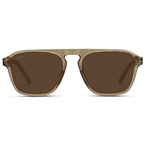 JOLLYNOVA Eyewear - Modern One Bridge Square Men Retro Polarized Aviator Sunglasses