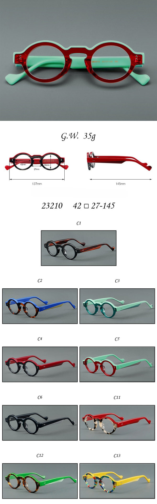 Jerry Vintage Acetate Round Glasses Frame