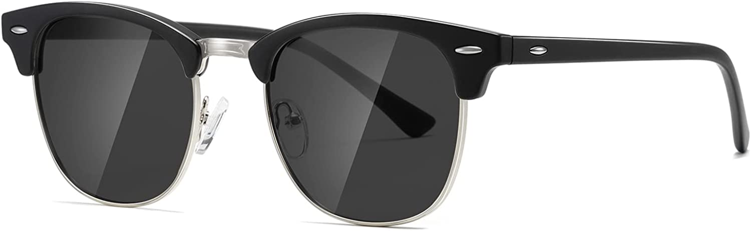 AEVOGUE Polarized Sunglasses for Women and Men Semi Rimless Frame Ret, A1-matte Black Silver