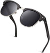 JOLLYNOVA Classic Horn Rimmed Semi Rimless Polarized Sunglasses for Men Women GQO6
