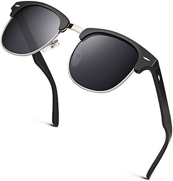 JOLLYNOVA Classic Horn Rimmed Semi Rimless Polarized Sunglasses for Men Women GQO6