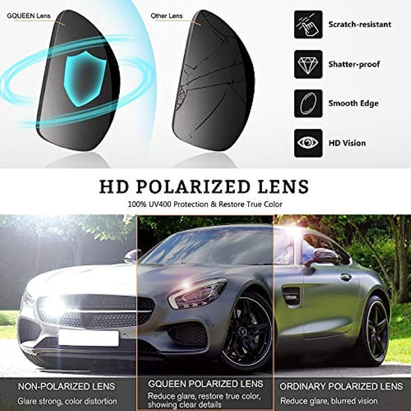 JOLLYNOVA Classic Horn Rimmed Semi Rimless Polarized Sunglasses for Men Women GQO6