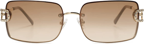 JOLLYNOVA Vintage Rectangle Sunglasses for Women,Trendy Rimless 90s UV400 Womens Y2K Shades SJ1178