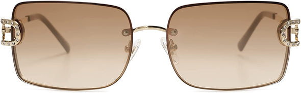 JOLLYNOVA Vintage Rectangle Sunglasses for Women,Trendy Rimless 90s UV400 Womens Y2K Shades SJ1178