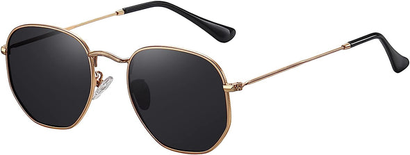 JOLLYNOVA Polarized Hexagon Sunglasses for Women Men Polygon Square Sun Glasses UV400 Protection Metal Frame