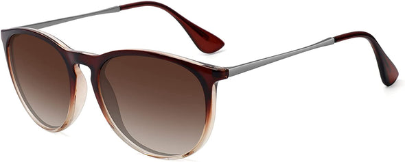 WOWSUN Polarized Sunglasses for Women Vintage Retro Round Mirrored Lens