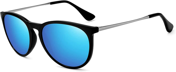 WOWSUN Polarized Sunglasses for Women Vintage Retro Round Mirrored Lens