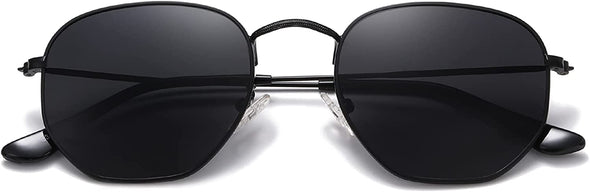 JOLLYNOVA Polarized Hexagon Sunglasses for Women Men Polygon Square Sun Glasses UV400 Protection Metal Frame