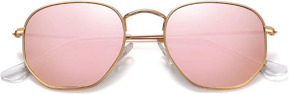 JOLLYNOVA Polarized Hexagon Sunglasses for Women Men Polygon Square Sun Glasses UV400 Protection Metal Frame