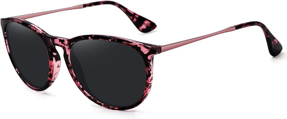WOWSUN Polarized Sunglasses for Women Vintage Retro Round Mirrored Lens