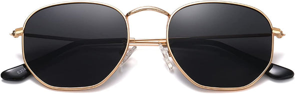 JOLLYNOVA Polarized Hexagon Sunglasses for Women Men Polygon Square Sun Glasses UV400 Protection Metal Frame