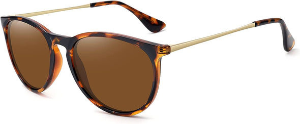 WOWSUN Polarized Sunglasses for Women Vintage Retro Round Mirrored Lens
