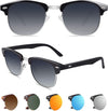 JOLLYNOVA Classic Horn Rimmed Semi Rimless Polarized Sunglasses for Men Women GQO6