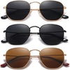 JOLLYNOVA Polarized Hexagon Sunglasses for Women Men Polygon Square Sun Glasses UV400 Protection Metal Frame