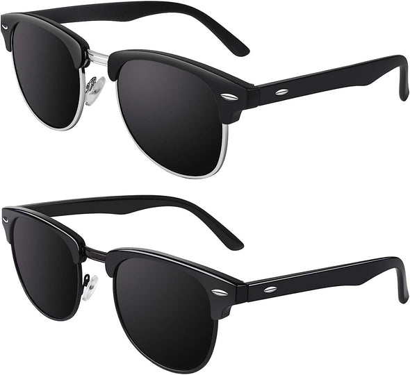 JOLLYNOVA Classic Horn Rimmed Semi Rimless Polarized Sunglasses for Men Women GQO6