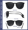 WOWSUN Polarized Sunglasses for Women Vintage Retro Round Mirrored Lens