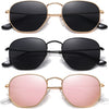 JOLLYNOVA Polarized Hexagon Sunglasses for Women Men Polygon Square Sun Glasses UV400 Protection Metal Frame