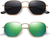 JOLLYNOVA Polarized Hexagon Sunglasses for Women Men Polygon Square Sun Glasses UV400 Protection Metal Frame