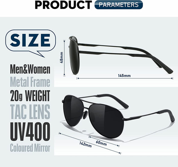 JOLLYNOVA Aviator Sunglasses for Men Polarized - Classic Oversized Shades Metal Mirror UV400 Protection Sport Sun Glasses