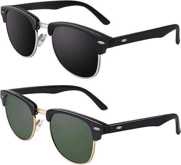 JOLLYNOVA Classic Horn Rimmed Semi Rimless Polarized Sunglasses for Men Women GQO6