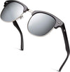JOLLYNOVA Classic Horn Rimmed Semi Rimless Polarized Sunglasses for Men Women GQO6