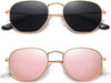 JOLLYNOVA Polarized Hexagon Sunglasses for Women Men Polygon Square Sun Glasses UV400 Protection Metal Frame