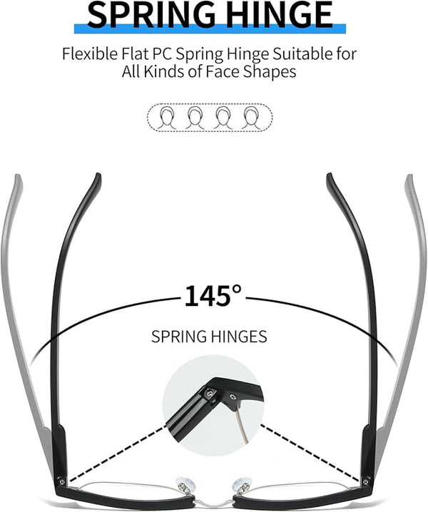 JollyNova HD7 Readers Anti-Blue Light Men's Half Frame Reading Glasses