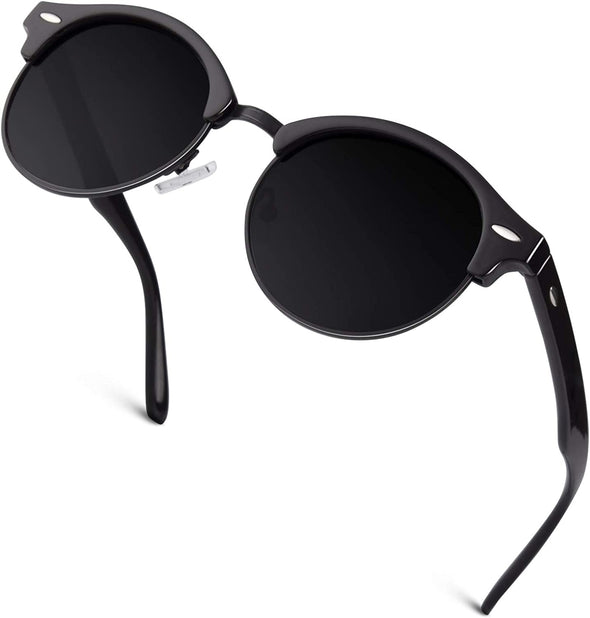 JOLLYNOVA Classic Horn Rimmed Semi Rimless Polarized Sunglasses for Men Women GQO6