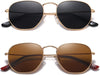JOLLYNOVA Polarized Hexagon Sunglasses for Women Men Polygon Square Sun Glasses UV400 Protection Metal Frame