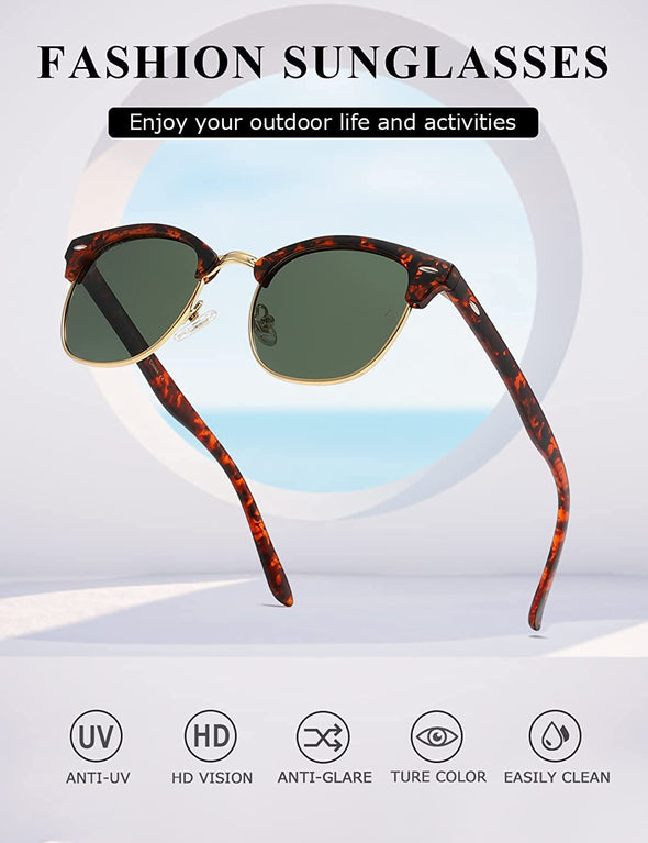 JOLLYNOVA Polarized Sunglasses For Women And Men Semi Rimless Frame Retro Sun Glasses AE0369