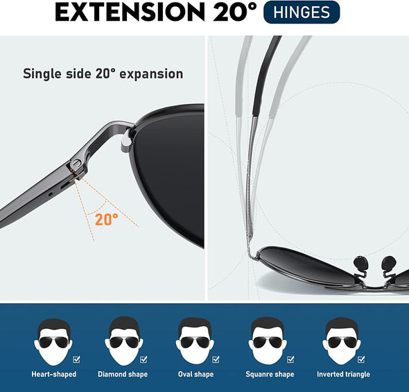 JOLLYNOVA Aviator Sunglasses for Men Polarized - Classic Oversized Shades Metal Mirror UV400 Protection Sport Sun Glasses