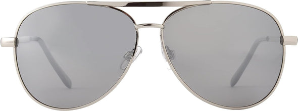 Jollynova Men's Polarized Mirror Aviator Sunglasses Shiny Silver