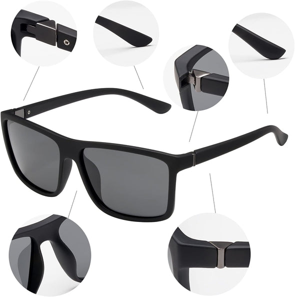 JOLLYNOVA Men's Sports Polarized Sunglasses Square Frame Glasses NP1007