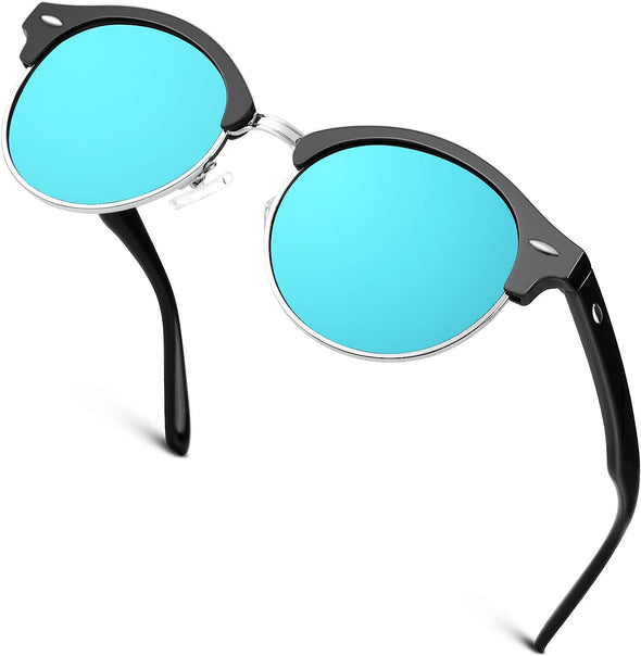 JOLLYNOVA Classic Horn Rimmed Semi Rimless Polarized Sunglasses for Men Women GQO6
