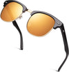 JOLLYNOVA Classic Horn Rimmed Semi Rimless Polarized Sunglasses for Men Women GQO6