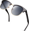JOLLYNOVA Classic Horn Rimmed Semi Rimless Polarized Sunglasses for Men Women GQO6